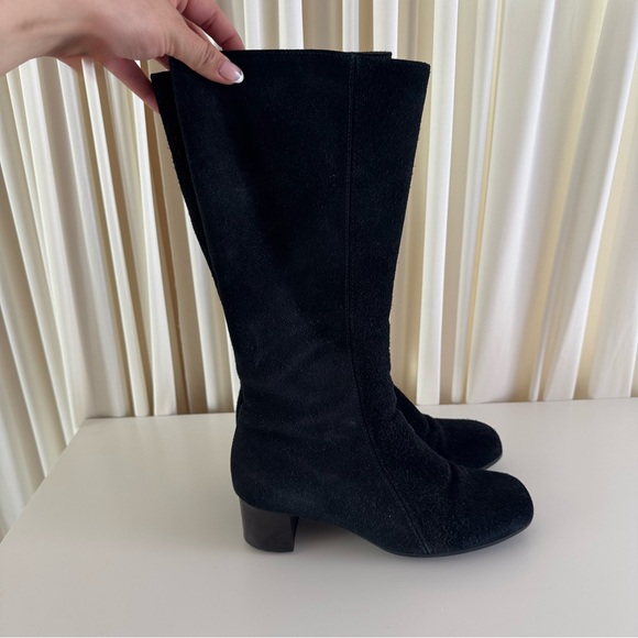 La CANADIENNE Shoes - La Canadienne Mid Calf Black Suede Block Heel‎ Boots Women’s Size 7